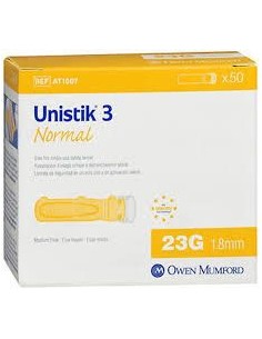 UNISTIK 3 NORMAL 100 LANCETAS DE SEGURIDAD