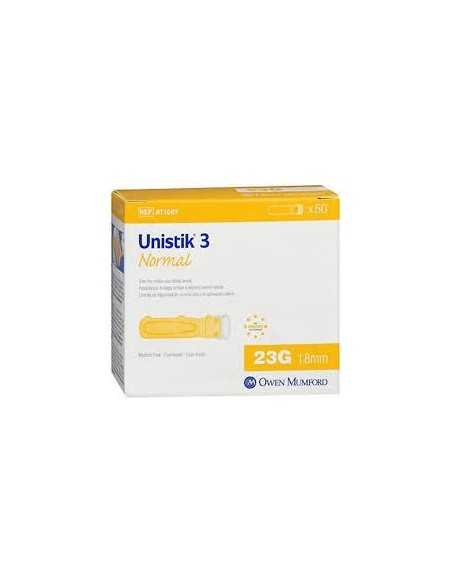 UNISTIK 3 NORMAL 100 LANCETAS DE SEGURIDAD