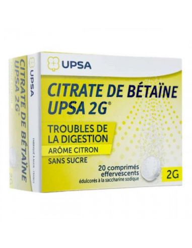 CITRATE DE BÉTAÏNE CITRON UPSA 2 G 20 COMPR EFERVESCENTES