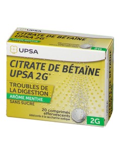 CITRATE DE BÉTAÏNE MENTHE UPSA 2 G 20 COMPR EFERVESCENTES