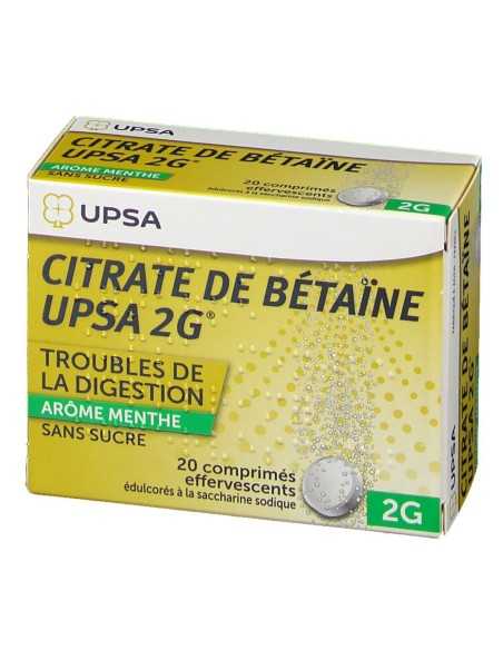 CITRATE DE BÉTAÏNE MENTHE UPSA 2 G 20 COMPR EFERVESCENTES