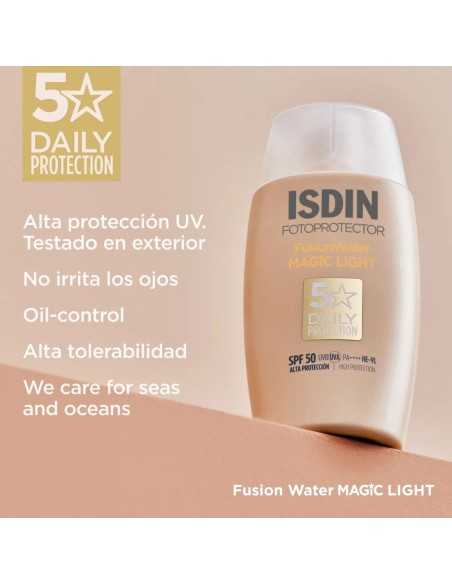 ISDIN Fusion Water MAGIC Light SPF 50 – Protector Solar Facial con Color Claro