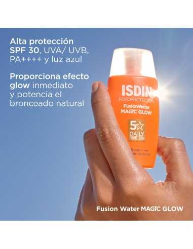 ISDIN Fusion Water MAGIC Glow SPF 30 – Protector Solar Facial con Efecto Luminoso