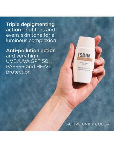 ISDIN FotoUltra 100 Unify Color SPF 50+ – Protector Solar Facial Antimanchas con Color