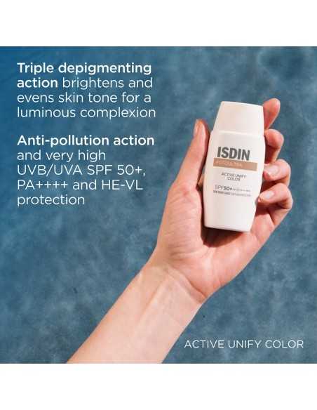 ISDIN FotoUltra 100 Unify Color SPF 50+ – Protector Solar Facial Antimanchas con Color