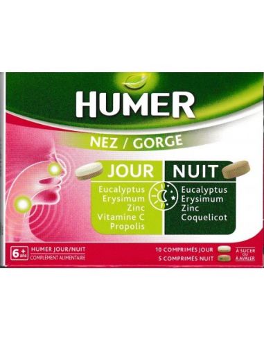 HUMER NEZ/GORGE JOUR/NUIT (15 comprimidos)