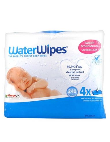 WATER WIPES 240 TOALLITAS HUMEDAS 99,9% AGUA